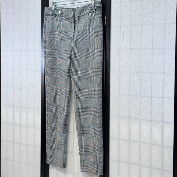 Calvin Klein Slim Stretch Knit Houndstooth Plaid Dress Pants 10 Black White - Picture 4 of 12